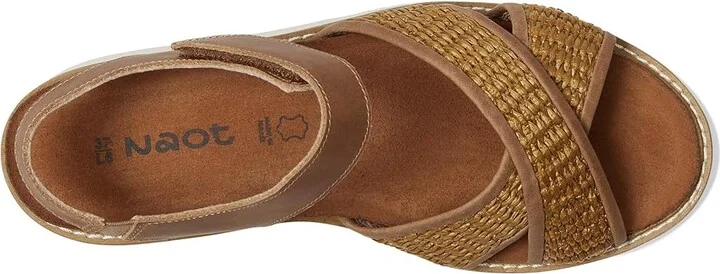 Naot Pavlova Women's Sandals Latte Brown Leather/Golden Brown Raffia : EU 36 (US Women's 5) M - Image 2