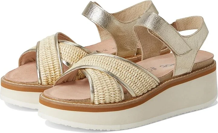 Naot Pavlova Women's Sandals Radiant Gold Leather/Blonde Raffia : EU 36 (US Women's 5) M
