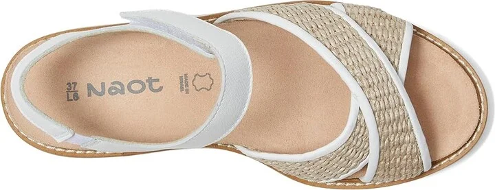Naot Pavlova Women's Sandals White Leather/Sand Raffia : EU 38 (US Women's 7) M - Image 2
