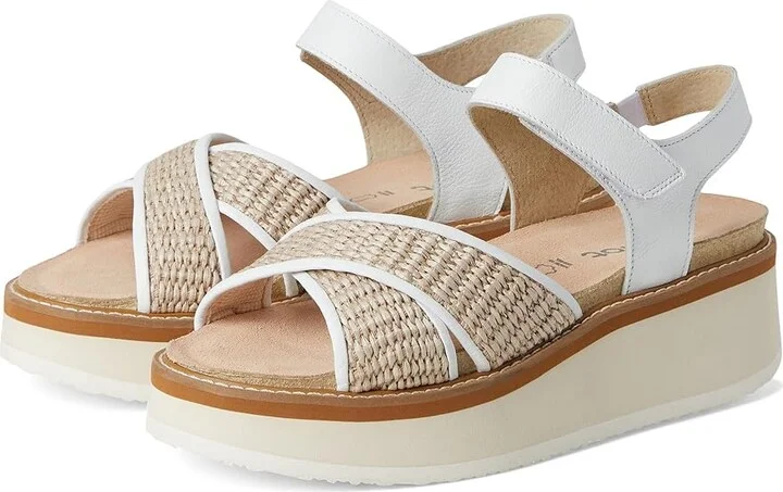 Naot Pavlova Women's Sandals White Leather/Sand Raffia : EU 38 (US Women's 7) M