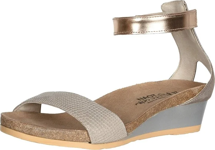 Naot Pixie Women's Sandals Beige Lizard Leather/Silver Threads Leather/Rose Gold Leather : EU 35 (US Women's 4) M - Image 2