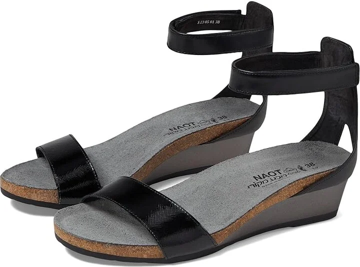 Naot Pixie Women's Sandals Black Luster Leather/Black Raven Leather/Black Madras Leather : EU 35 (US Women's 4) M