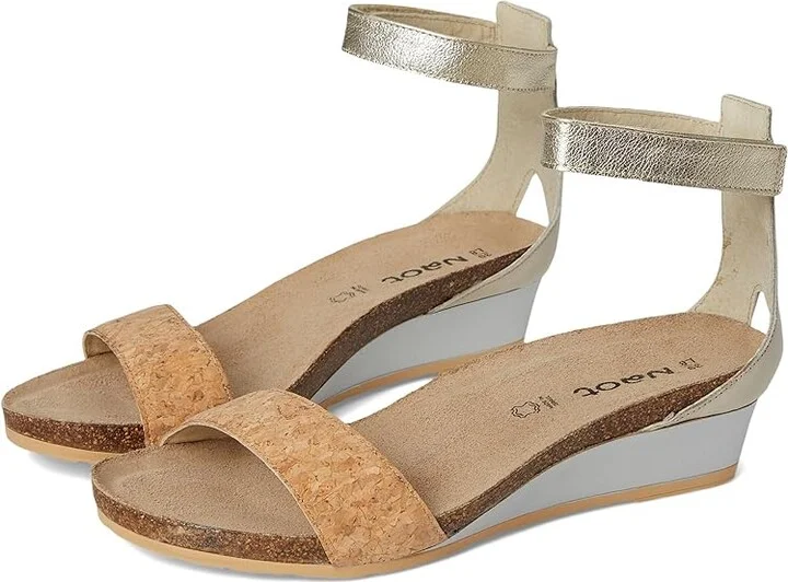 Naot Pixie Women's Sandals Cork Leather/Soft Ivory Leather/Radiant Gold Leather : EU 35 (US Women's 4) M