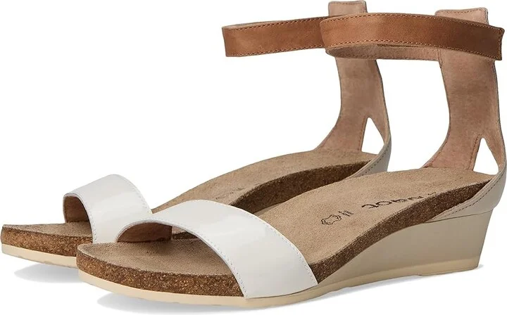 Naot Pixie Women's Sandals Porcelain Patent Leather/Ivory Leather/Latte Brown Leather : EU 38 (US Women's 7) M