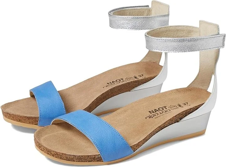 Naot Pixie Women's Sandals Sapphire Blue Leather/White Pearl Leather/Soft Silver Leather : EU 36 (US Women's 5) M