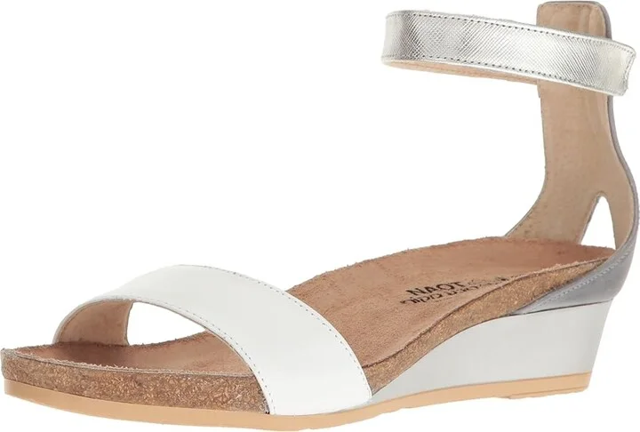 Naot Pixie Women's Sandals White Leather/Vintage Slate Leather/Silver Luster Leather : EU 35 (US Women's 4) M - Image 2
