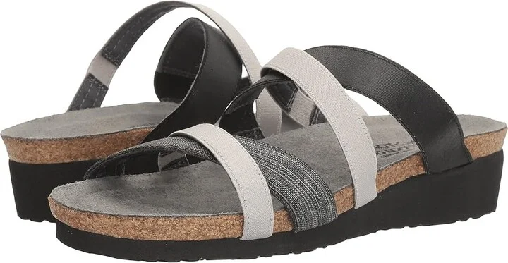 Naot Roxana Women's Shoes Black Fabric/Gloss Black Stretch/Light Gray Stretch : EU 37 (US Women's 6) M, Textile