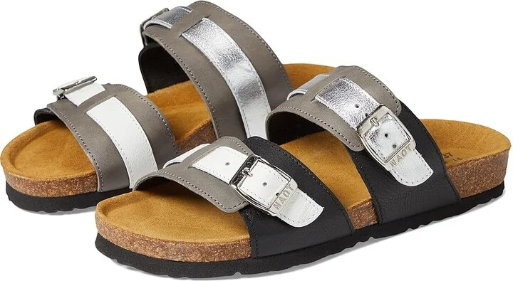 Naot Santa Cruz Women's Shoes Soft Black/Foggy Gray/Silver/White Leather Combo : EU 35 (US Women's 4) M