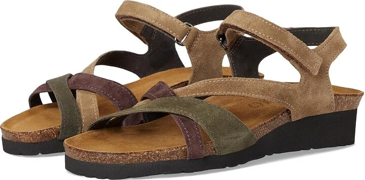 Naot Sophia Women's Sandals Acorn Suede/Oily Olive Suede/Cordovan Suede : EU 36 (US Women's 5) M, Leather