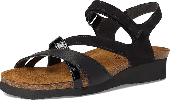 Naot Sophia Women's Sandals Black Velvet Nubuck/Jet Black Leather/Black Crinkle Patent Leath : EU 37 (US Women's 6) M - Image 5