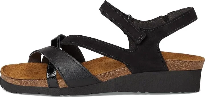 Naot Sophia Women's Sandals Black Velvet Nubuck/Jet Black Leather/Black Crinkle Patent Leath : EU 37 (US Women's 6) M - Image 6