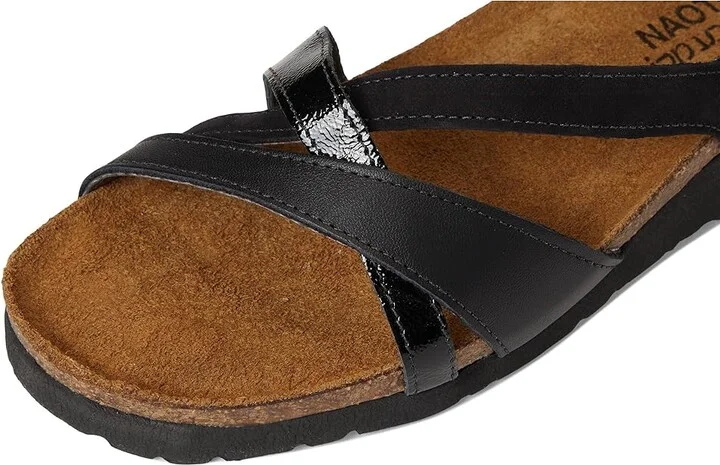 Naot Sophia Women's Sandals Black Velvet Nubuck/Jet Black Leather/Black Crinkle Patent Leath : EU 37 (US Women's 6) M - Image 7
