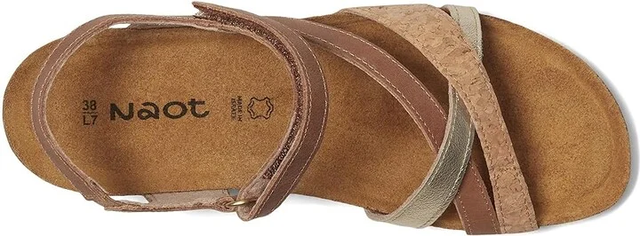 Naot Sophia Women's Sandals Latte Brown Leather/Cork Leather/Radiant Gold Leather : EU 42 (US Women's 11) M - Image 2