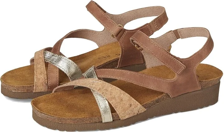 Naot Sophia Women's Sandals Latte Brown Leather/Cork Leather/Radiant Gold Leather : EU 42 (US Women's 11) M