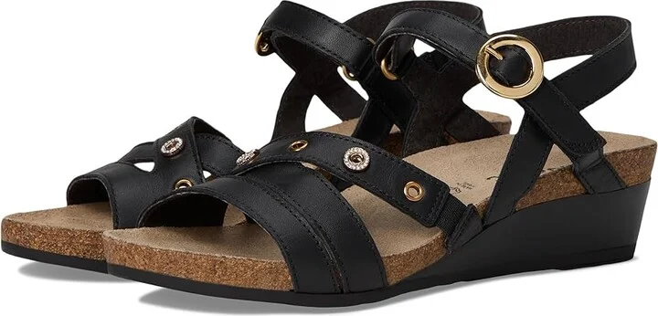 Naot Sparkle Women's Wedge Shoes Jet Black Leather : EU 39 (US Women's 8-8.5) M