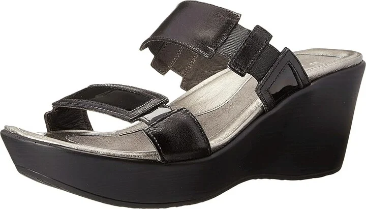Naot Treasure Women's Wedge Shoes Black Madras Leather/Black Patent Leather : EU 37 (US Women's 6) M - Image 2