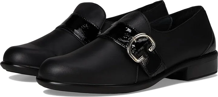 Naot Viscol Women's Flat Shoes Jet Black Leather/Black Crinkle Patent Leather : EU 35 (US Women's 4) M