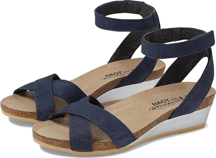 Naot Wand Women's Shoes Navy Velvet Nubuck/Glass Brown : EU 35 (US Women's 4) M, Leather