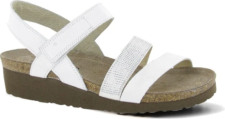 NAOT Women Krista Backstrap Sandal White/Silver Combo 13-13.5 N US