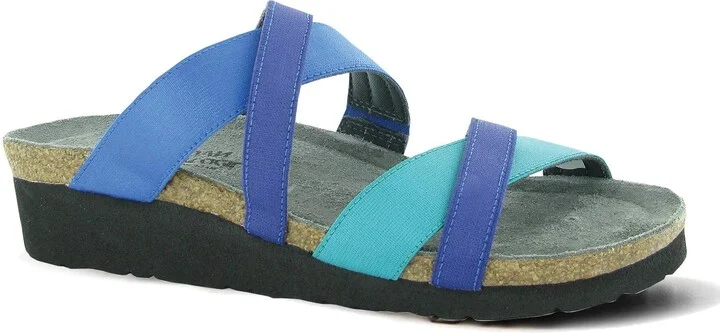 NAOT Women's Roxanna Aqua Stretch/Royal Blue Stretch/Gloss Purple Stretch Sandal 10 M US