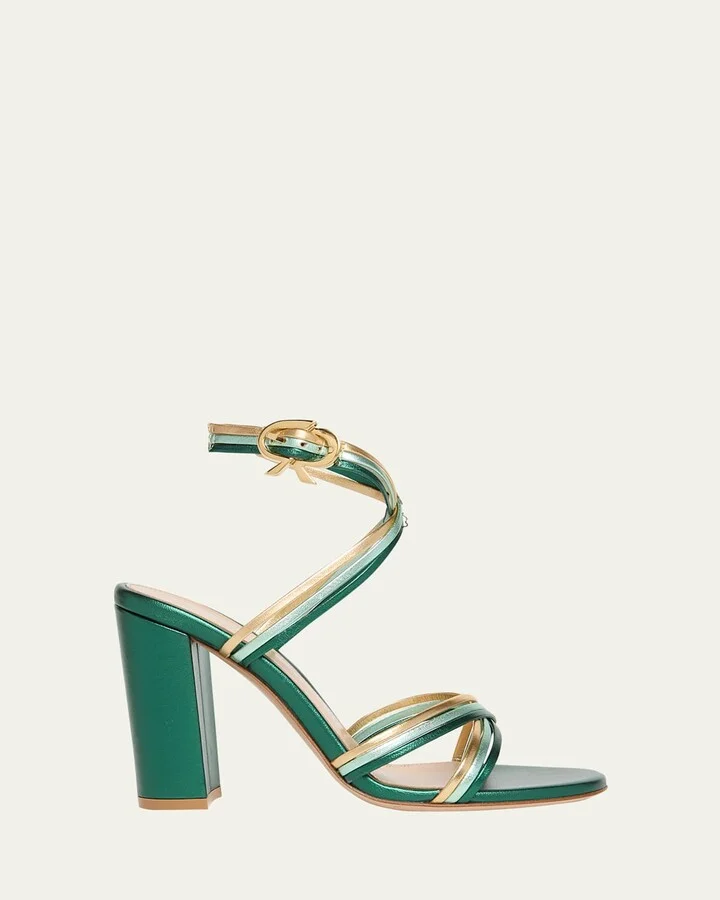 Napa Leather Strappy Block-Heel Sandals