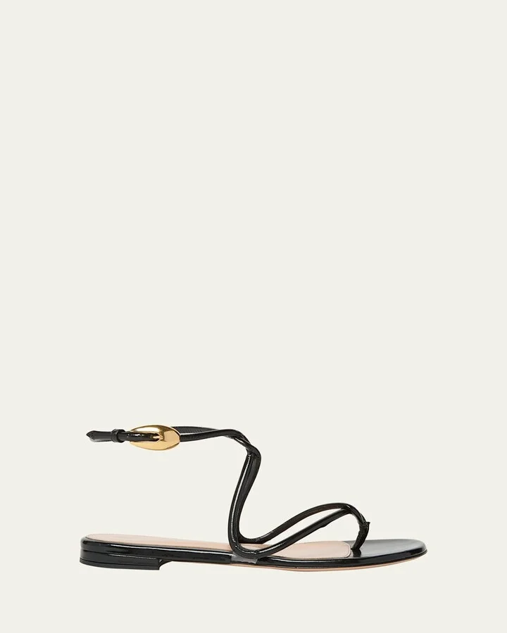 Napa Leather Twisted-Strap Sandals