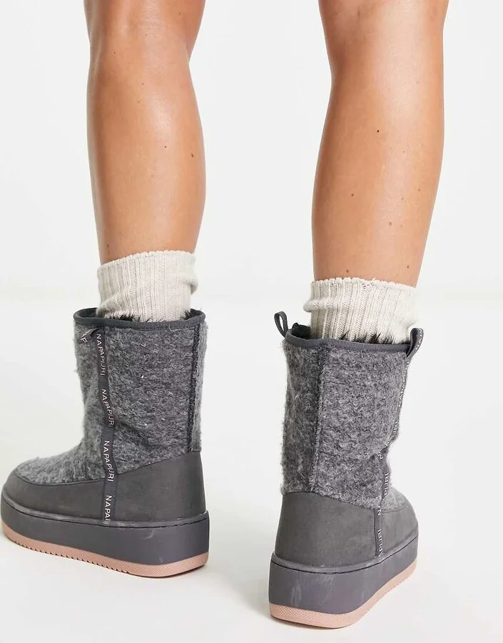 Napapijri river boots in faux fur gray - Image 3