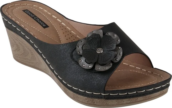 Naples Flower Wedge Sandal