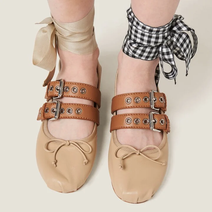 Nappa and calf leather ballerinas - Image 5