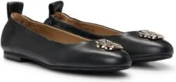 Nappa-leather ballerina pumps with Double B monogram hardware- Black Women's Logo Fashion size 7