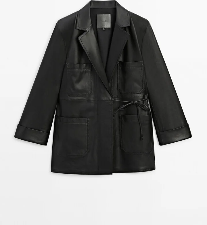 Nappa Leather Blazer With Knot - Image 2