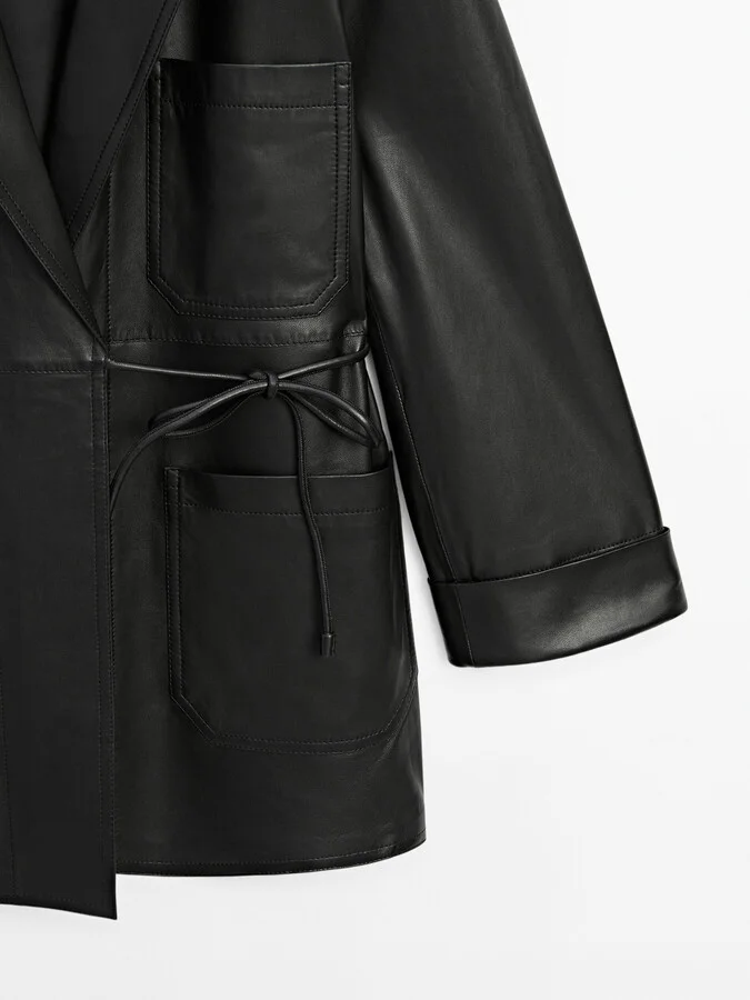 Nappa Leather Blazer With Knot - Image 5