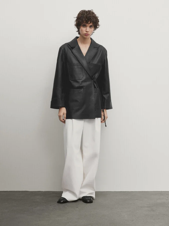 Nappa Leather Blazer With Knot - Image 6