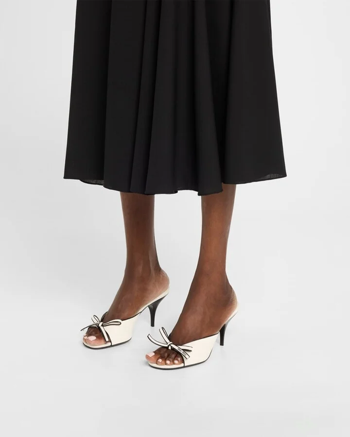 Nappa Leather Bow Mule Sandals - Image 2