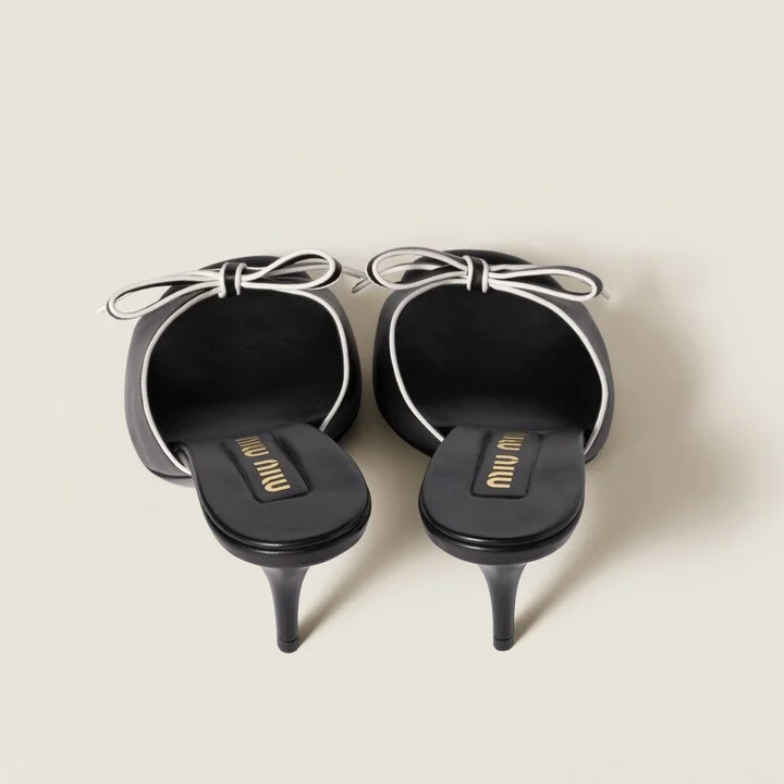 Nappa leather bow mules - Image 3