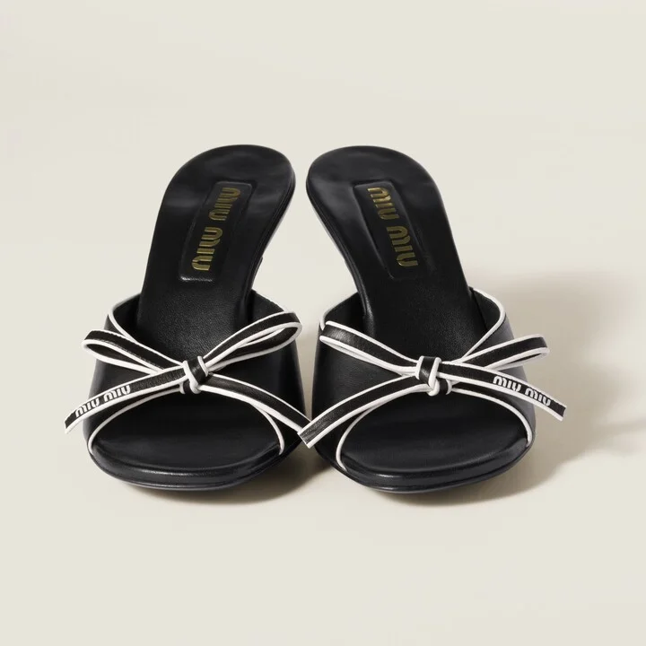 Nappa leather bow mules - Image 4