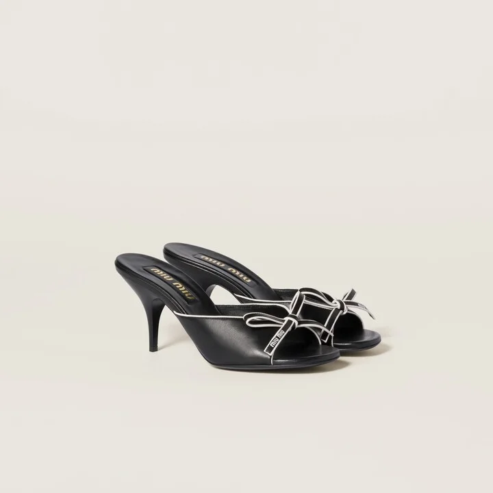 Nappa leather bow mules