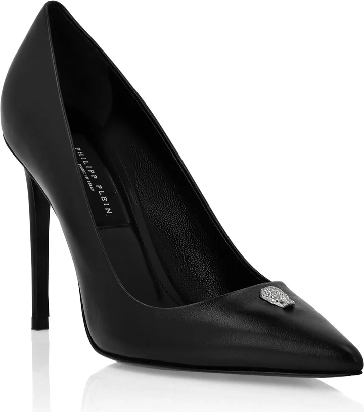 Nappa Leather Decollete Hi-Heels Skull strass