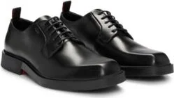 Nappa-leather Derby shoes with logo detail- Black Men's Business Shoes size 9