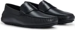 Nappa-leather driver moccasins with embossed logo- Black Men's Casual Shoes size 7