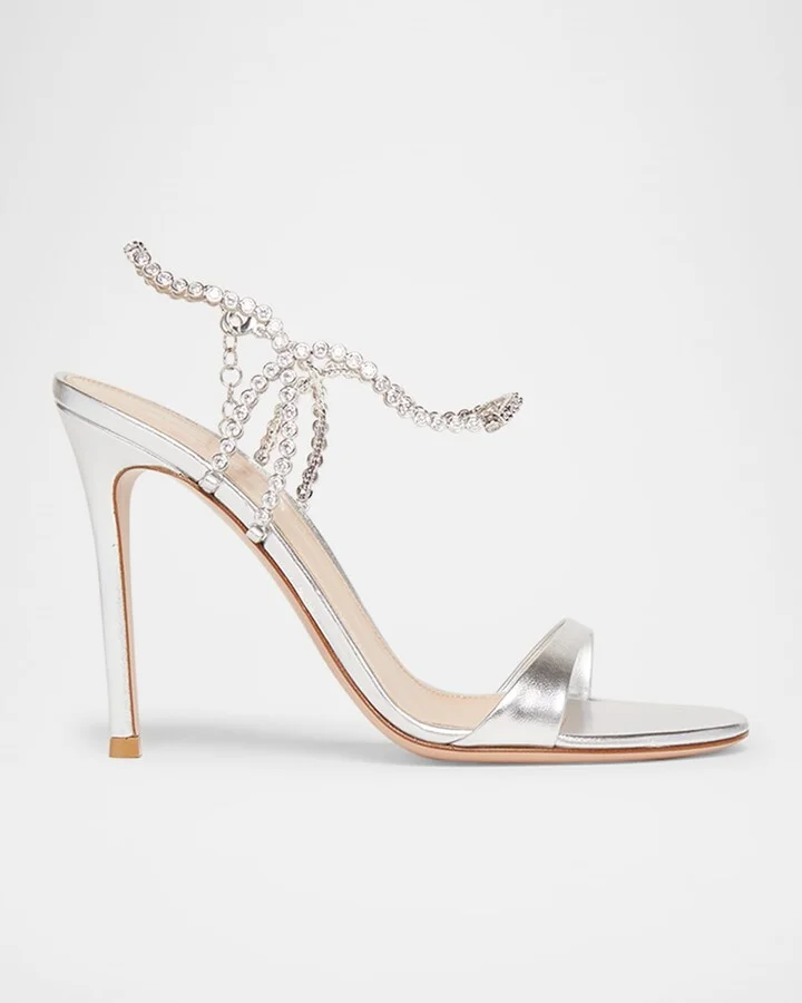 Nappa Leather Embellished Strappy Sandals