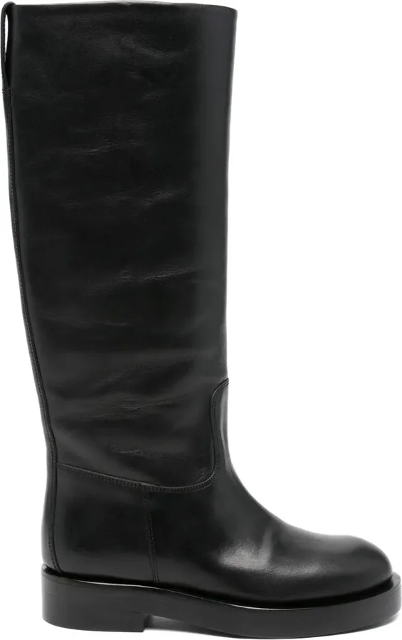Nappa-Leather Flat Boots