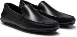 Nappa-leather moccasins with driver sole and full lining- Black Men's Casual Shoes size 9
