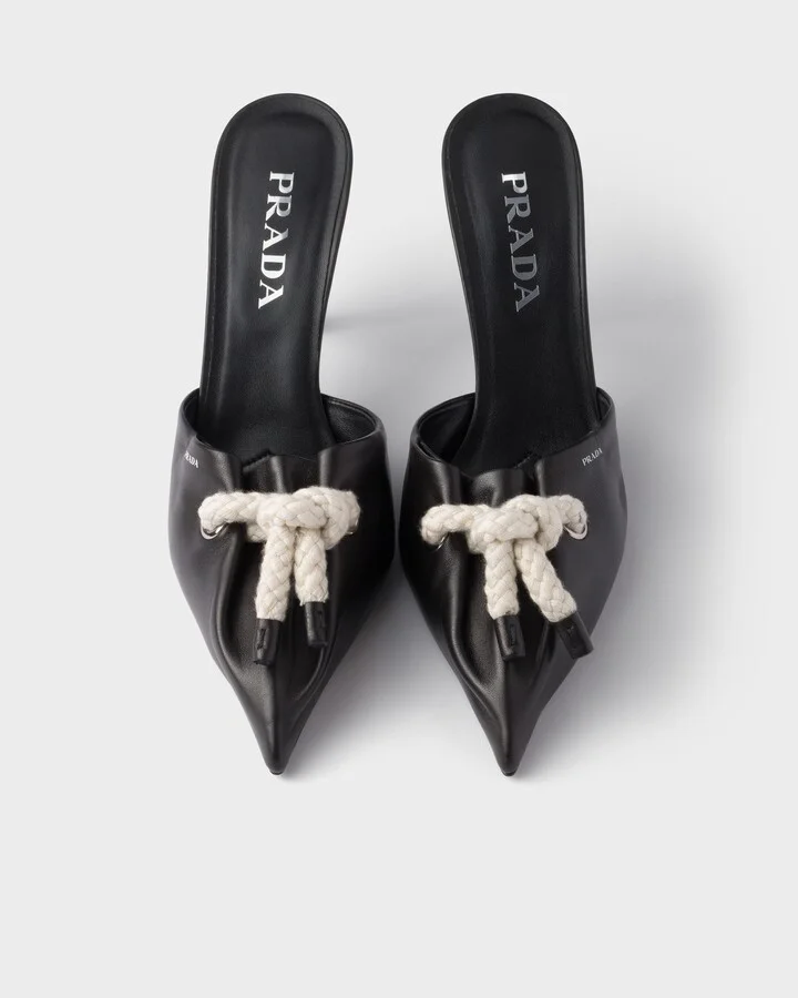 Nappa leather mules with cord detail - Image 4