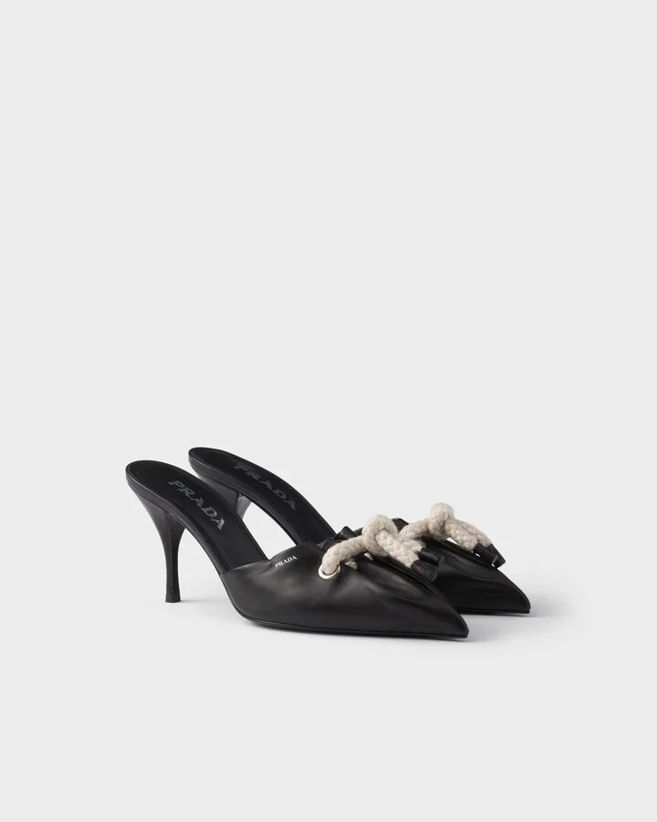 Nappa leather mules with cord detail