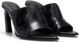 Nappa-leather mules with flame artwork- Black Women's Pumps size 6