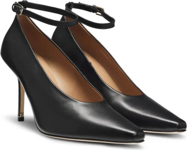 Nappa-leather pumps with ankle strap