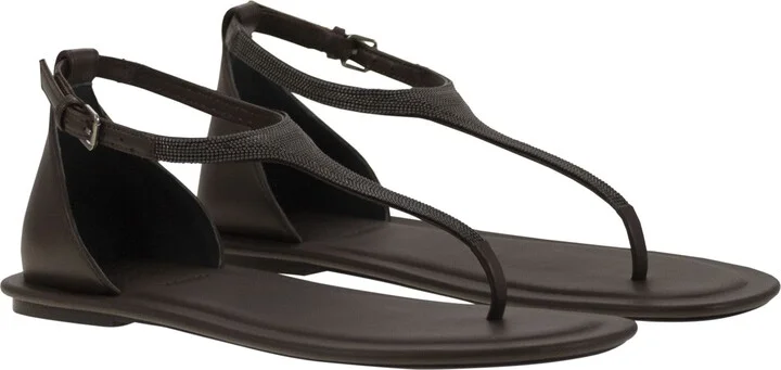 Nappa Leather Sandals With Precious Strap - Image 4
