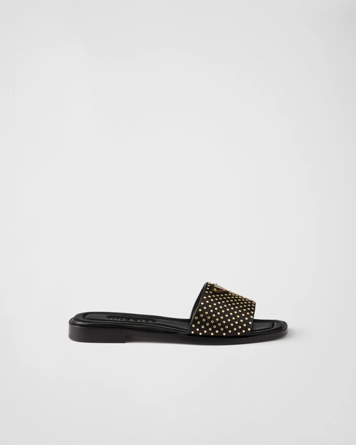 Nappa leather slides with studs - Image 2