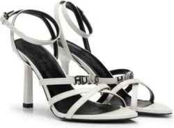 Nappa-leather strappy sandals with logo trim- White Women's Pumps size 10